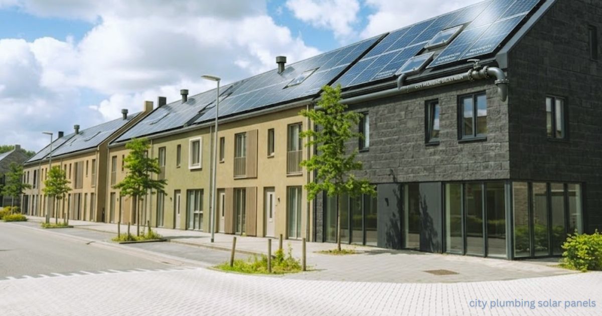City Plumbing solar panel system mounted on a modern house roof.