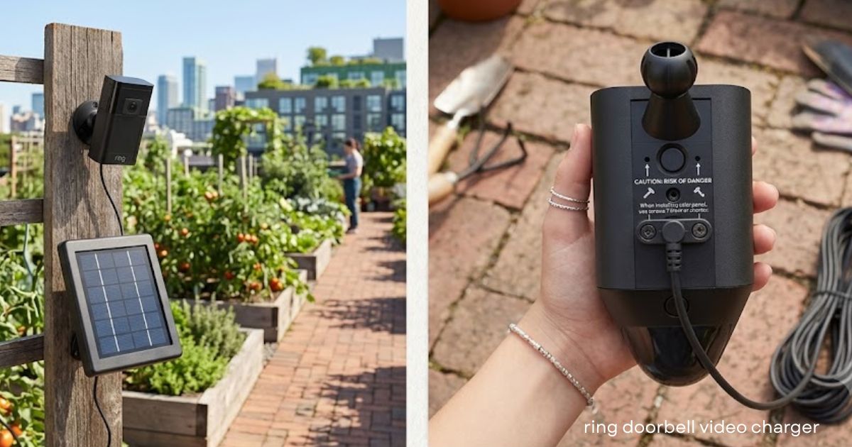 Ring doorbell solar charger installed in direct sunlight
