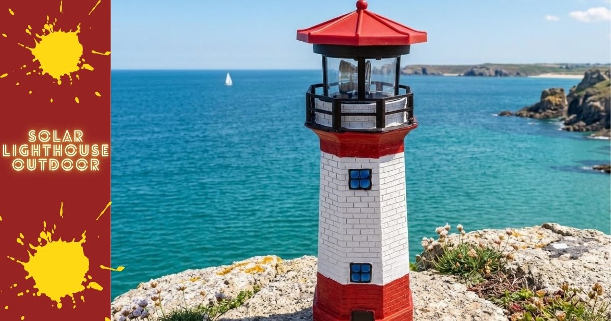 Decorative solar lighthouse outdoor light for seaside-inspired garden and landscape decoration