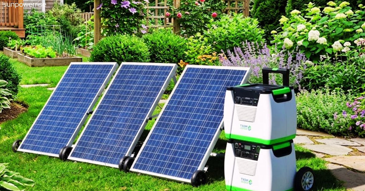 Solar powered electric generators connected to foldable solar panels.