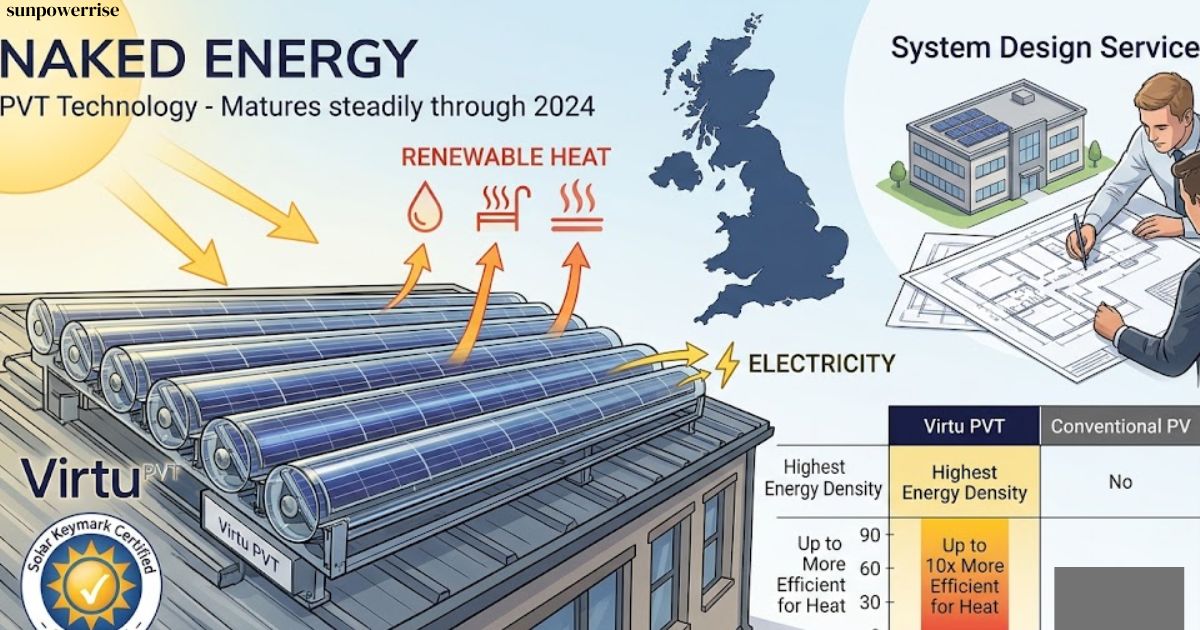 Virtu Pvt PVT technology infographic showing solar heat and electricity generation