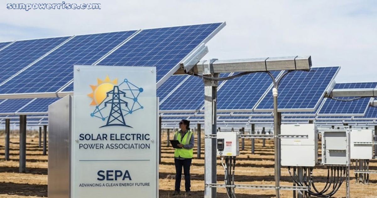 Solar Electric Power Association facility showcasing commercial solar panels and clean energy infrastructure.