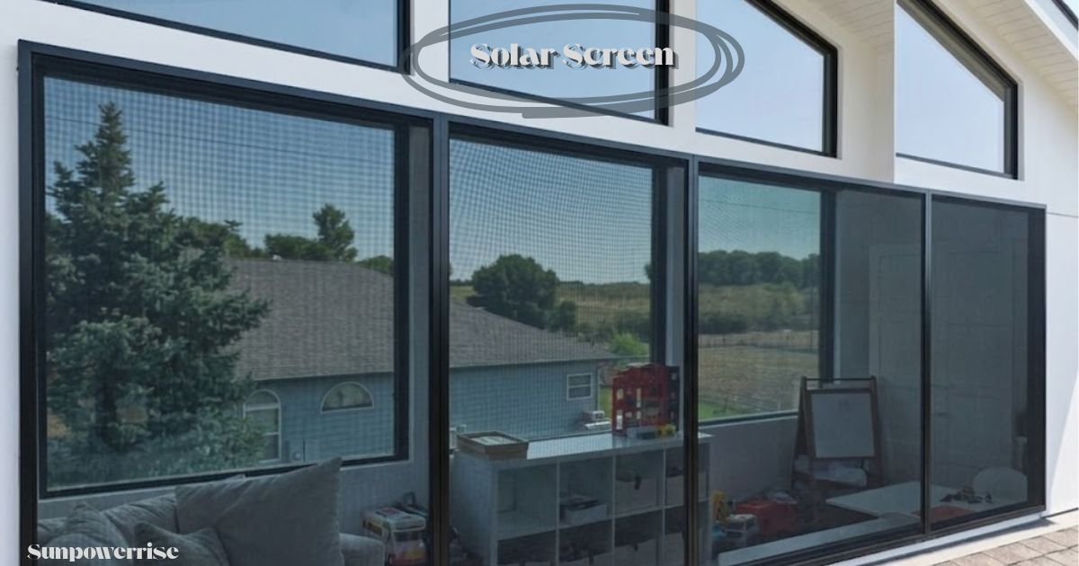 Solar screen window installation on a contemporary house to improve indoor comfort and energy savings.