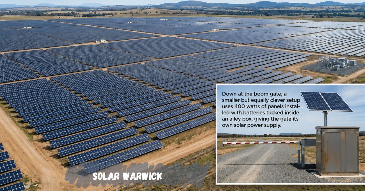 Solar Warwick project featuring a large-scale solar farm and solar-powered site facilities