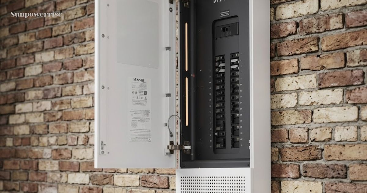 Electrical span panel with circuit breakers installed on wall