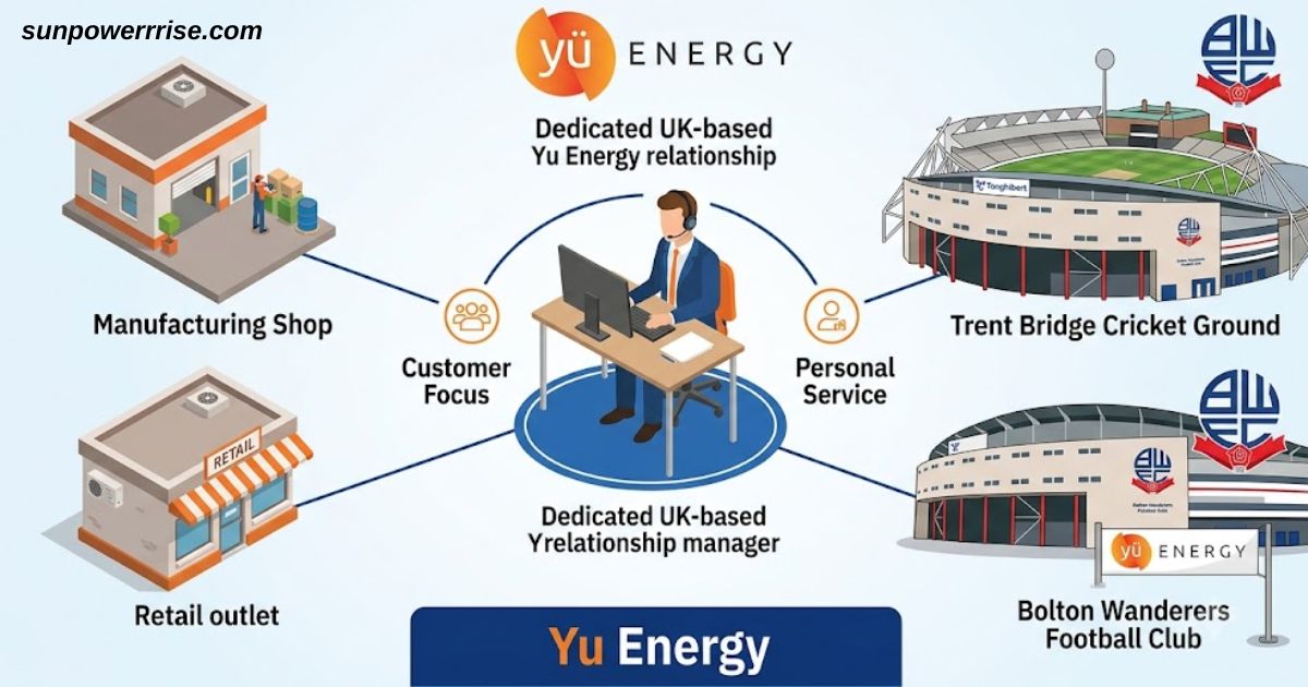 Yu Energy infographic highlighting dedicated UK-based customer support and relationship management.
