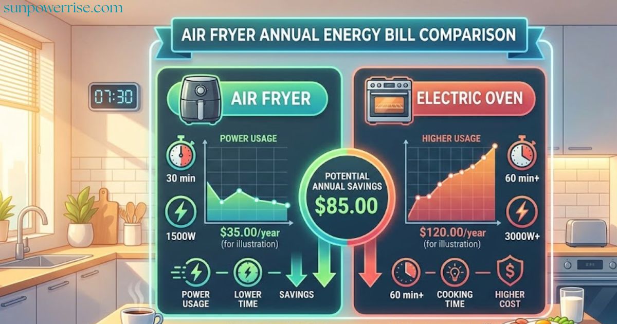 Air fryer annual energy bill comparison with electric oven costs