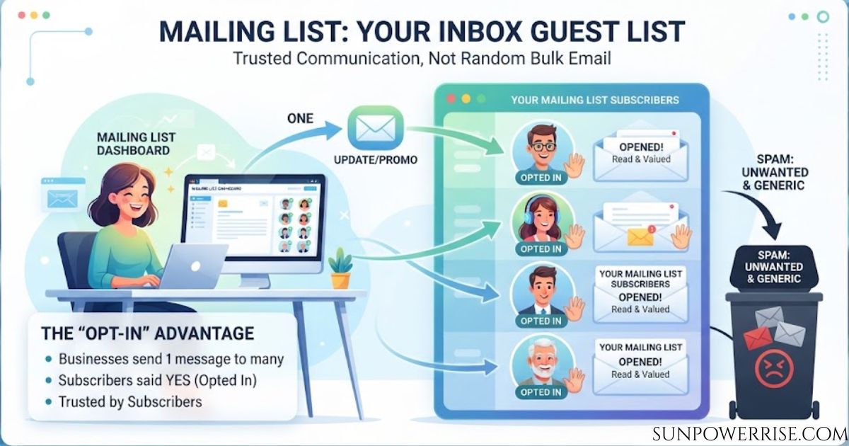 What is a mailing list showing opted-in subscribers receiving trusted email messages from a business.