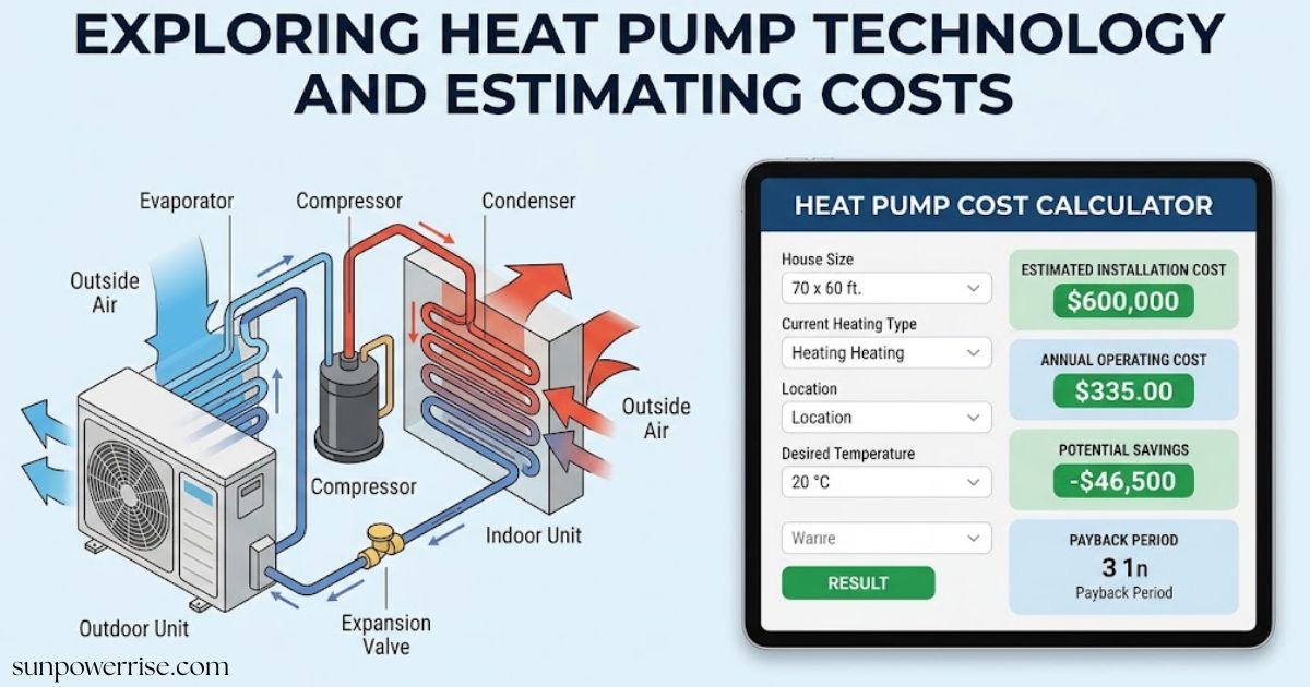 Heat pump cost calculator UK showing installation costs and savings.
