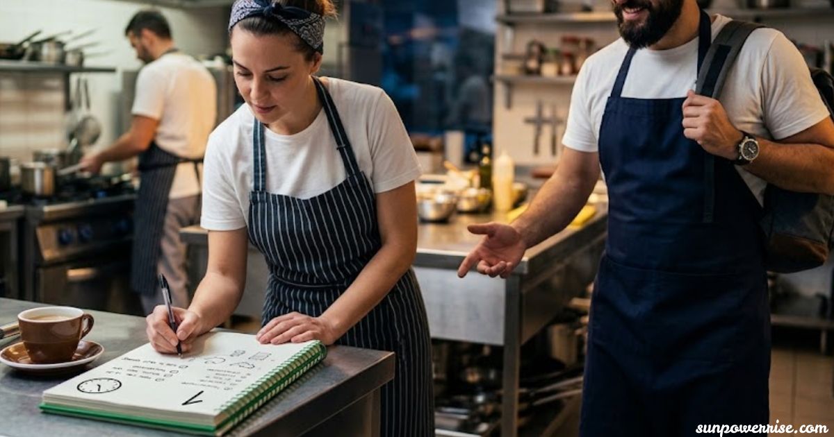 Employee shift notes documenting daily work activities