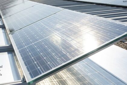 Bifacial solar panel system installed on a home roof with front sunlight.