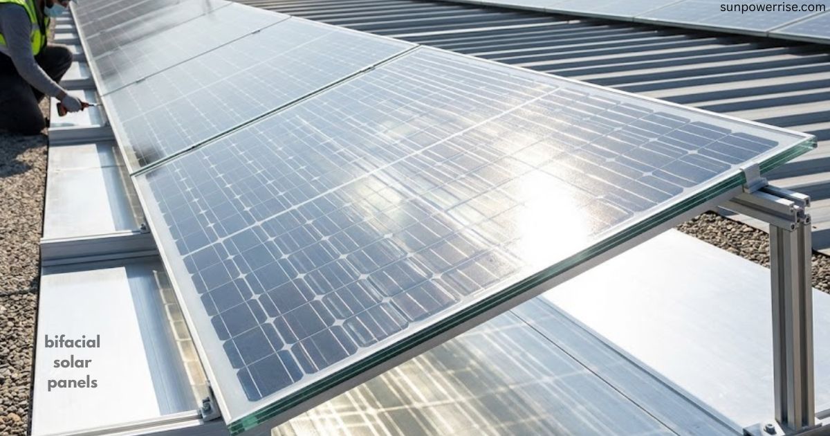 Bifacial solar panel system installed on a home roof with front sunlight.