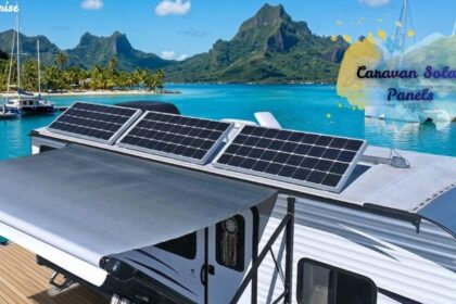 Flexible caravan solar panels mounted on a modern travel caravan.