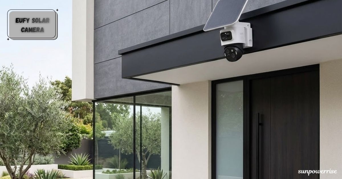 Eufy solar camera mounted outdoors for home security monitoring