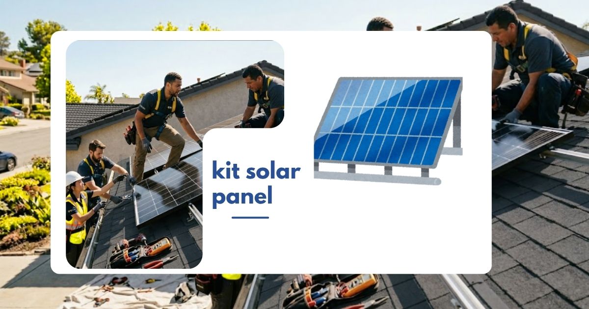 Technicians installing a kit solar panel system on rooftop