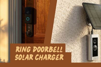 Ring doorbell solar charger connected to a video doorbell on a home entrance
