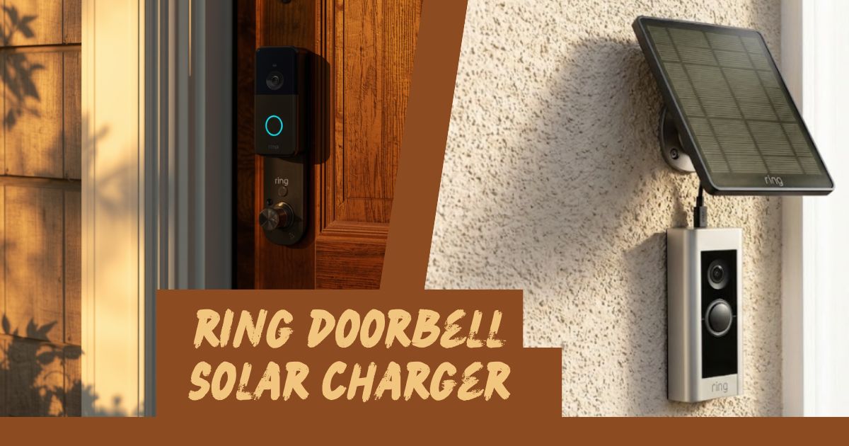 Ring doorbell solar charger connected to a video doorbell on a home entrance