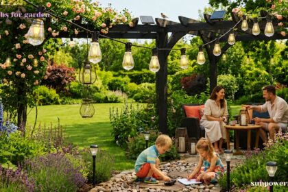 Set of solar bulbs for garden trees and backyard decoration
