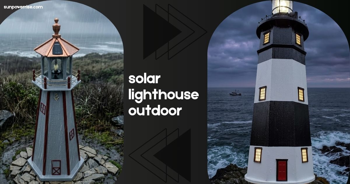 Solar lighthouse outdoor LED garden decor featuring two lighthouse-style solar lamps in different designs