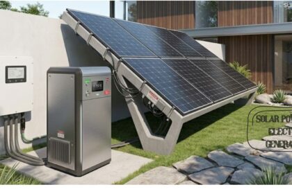 Portable solar powered electric generators connected to solar panels