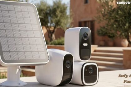 Eufy solar panel paired with Eufy outdoor cameras for reliable solar-powered home security.