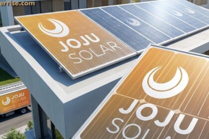 Joju Solar rooftop solar panels installed on a modern home with branded photovoltaic modules.
