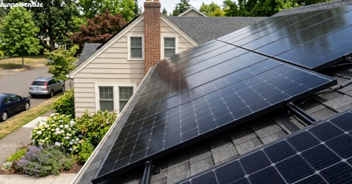 Monocrystalline solar panel installed on a residential rooftop