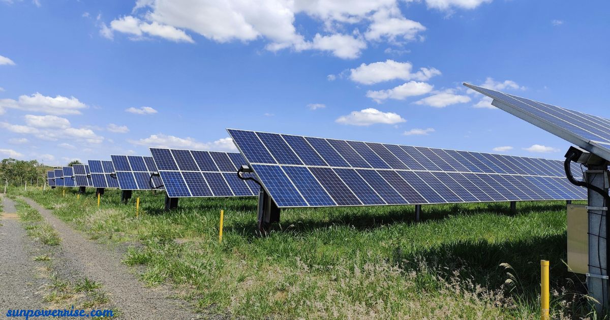 Solar panels teas passage showing rows of solar panels in a renewable energy project.
