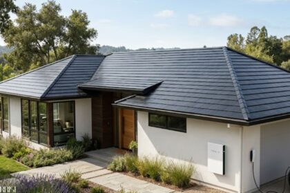Tesla Solar Tiles installed on a modern residential rooftop