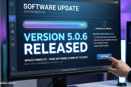 5.0.6 software update released on a computer screen with an update progress bar.