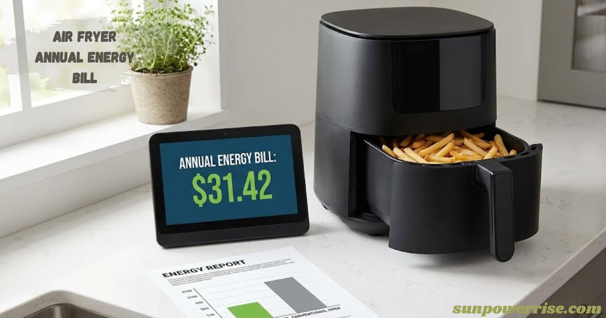 Air fryer annual energy bill showing yearly electricity cost