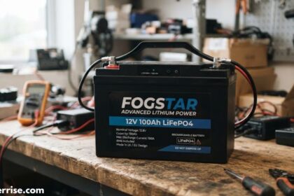Fogstar battery installed in a workshop with testing equipment