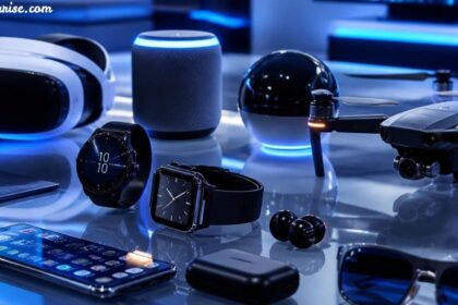 Gadgetfreeks.com featuring modern smart gadgets, VR headset, smartwatches, smartphone, drone, and camera