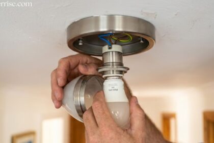 How to change a light fitting by removing and replacing a ceiling light bulb and fixture.