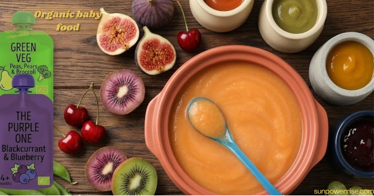 Organic baby food puree with fresh fruits and vegetable baby food pouch