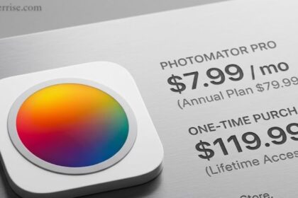 Photomator price showing $7.99 per month and $119.99 one-time purchase for lifetime access.