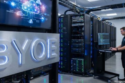 BYOE technology in a data centre with cloud infrastructure and server management.