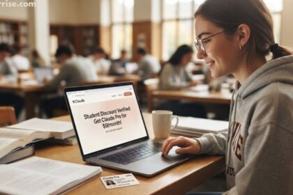 Claude student discount for students using AI on a laptop