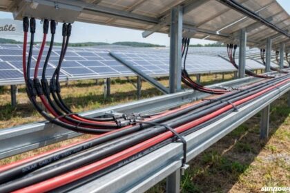 Solar cable connecting solar panels for efficient electricity transfer.