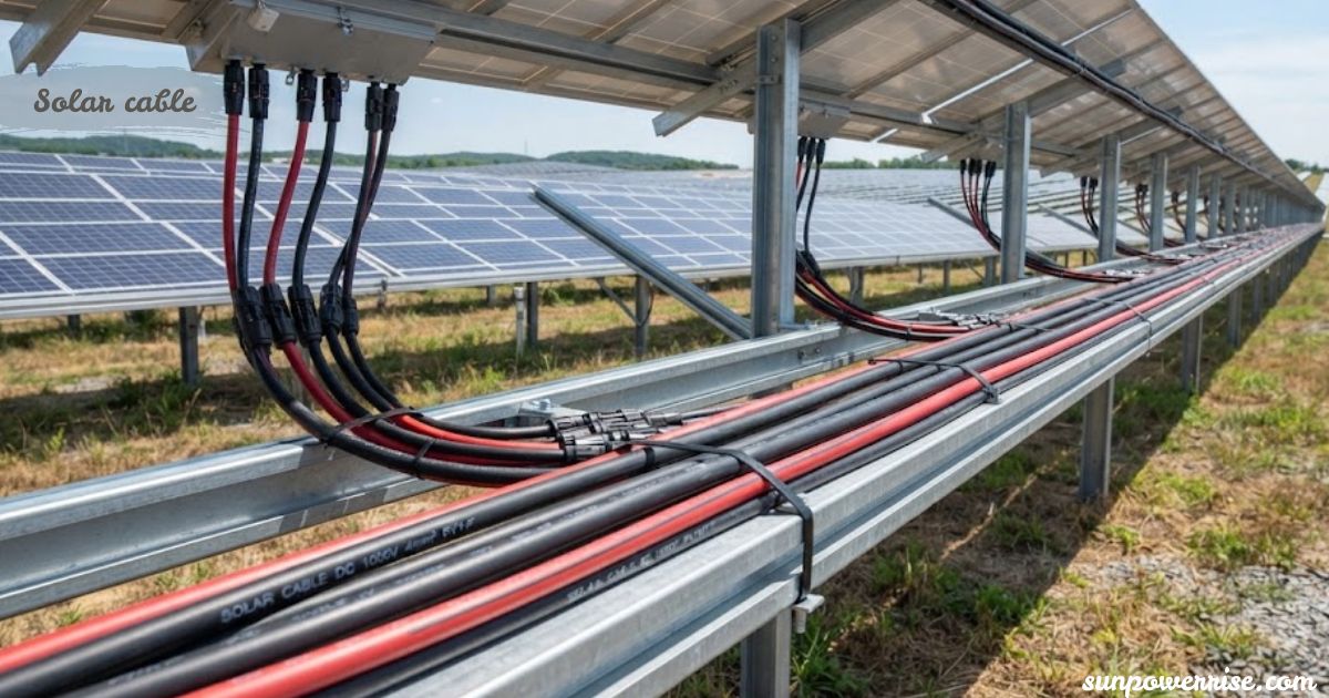 Solar cable connecting solar panels for efficient electricity transfer.