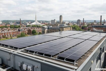 Solar panels Leeds on a commercial rooftop