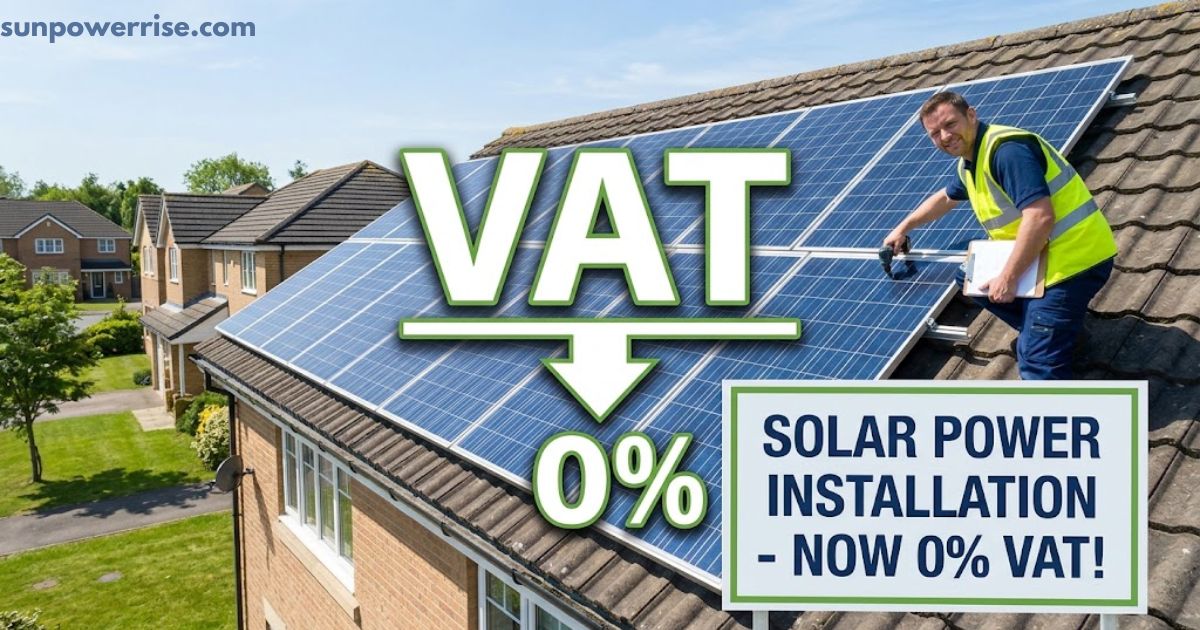 Alt text: VAT on solar panels shown as 0% VAT for a residential solar power installation.