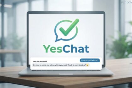 YesChat assistant chatbot interface on a laptop, showcasing AI-powered conversations.