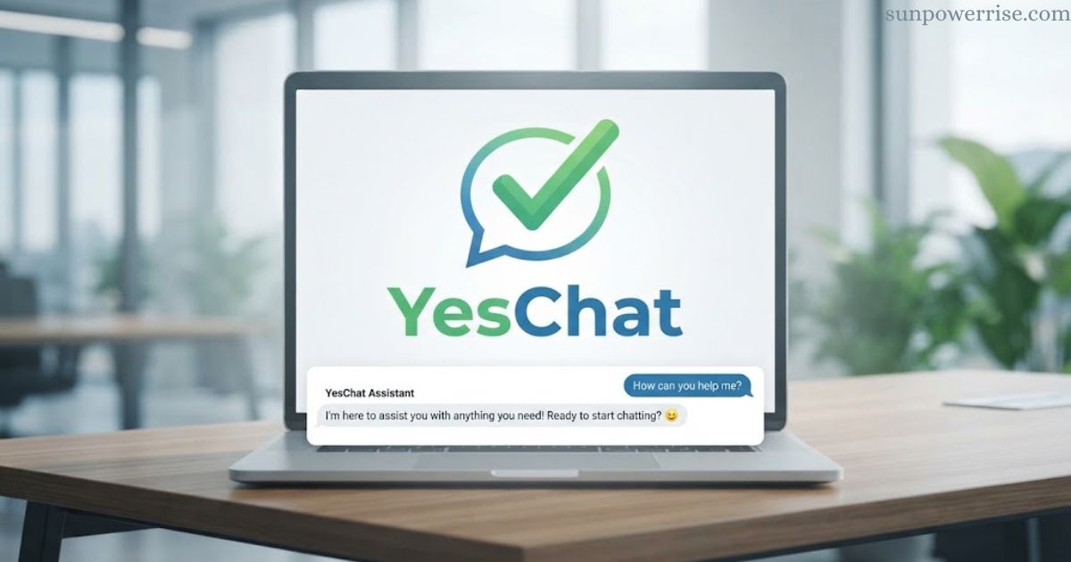 YesChat assistant chatbot interface on a laptop, showcasing AI-powered conversations.